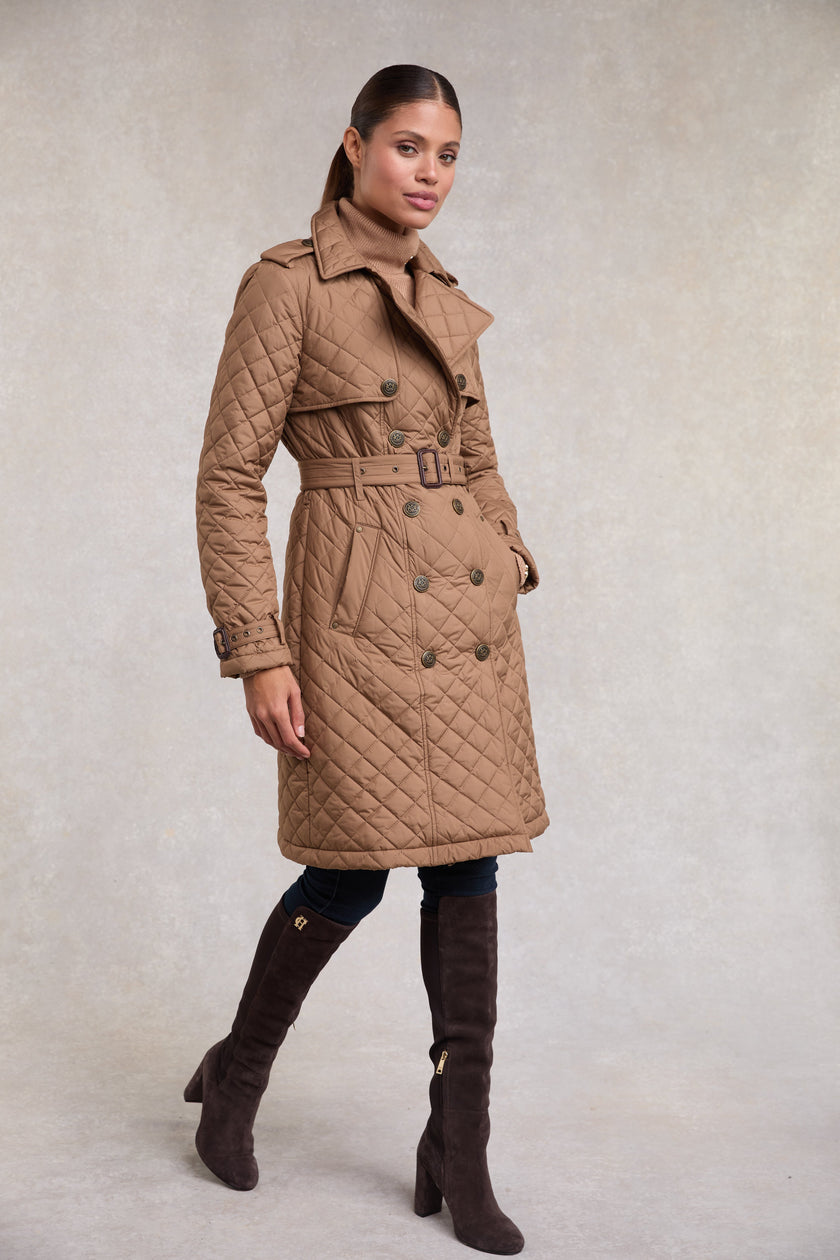 Grayson Quilted Trench Coat (Coffee)