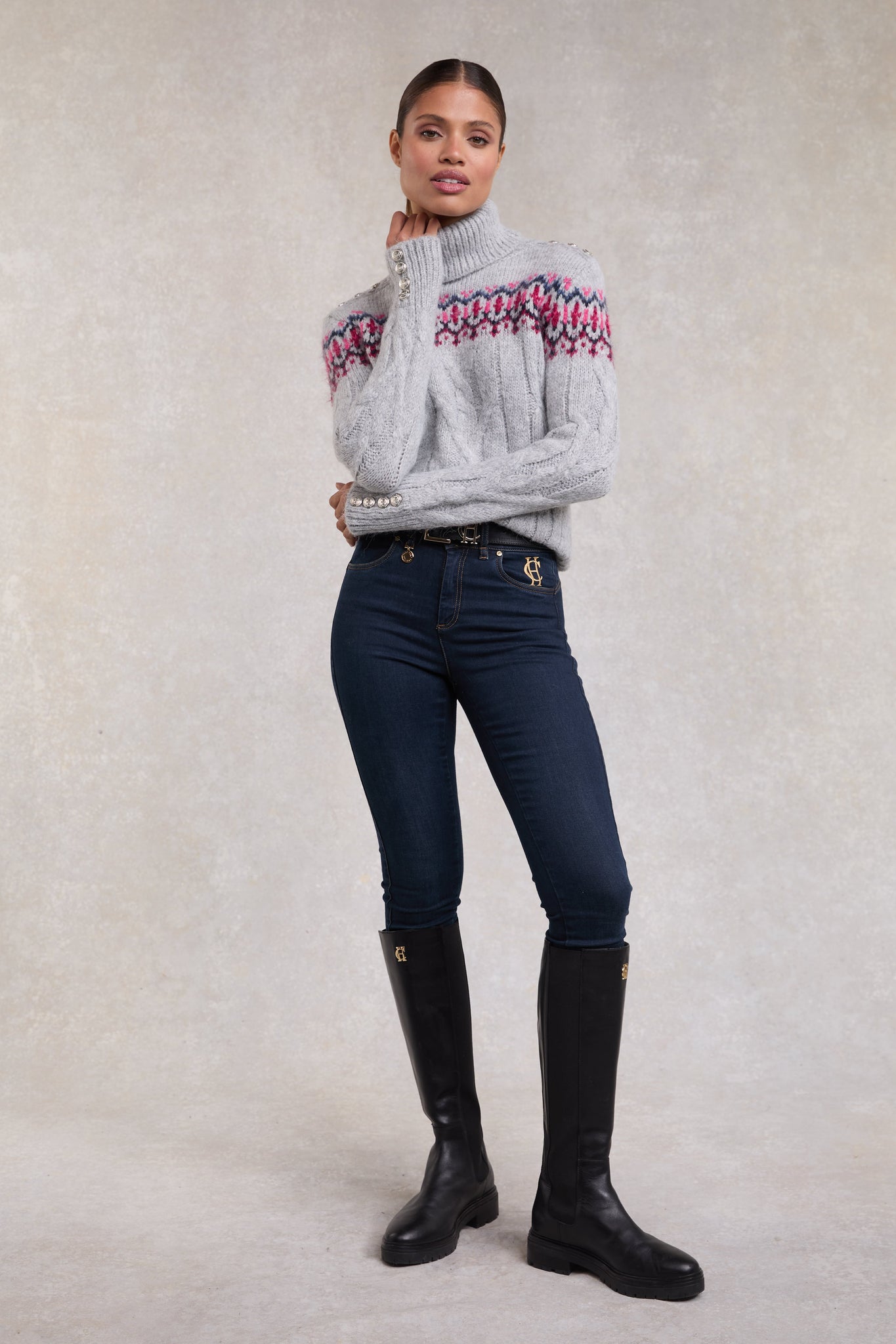 Heritage Cable Fairisle Knit (Mid Grey Marl)