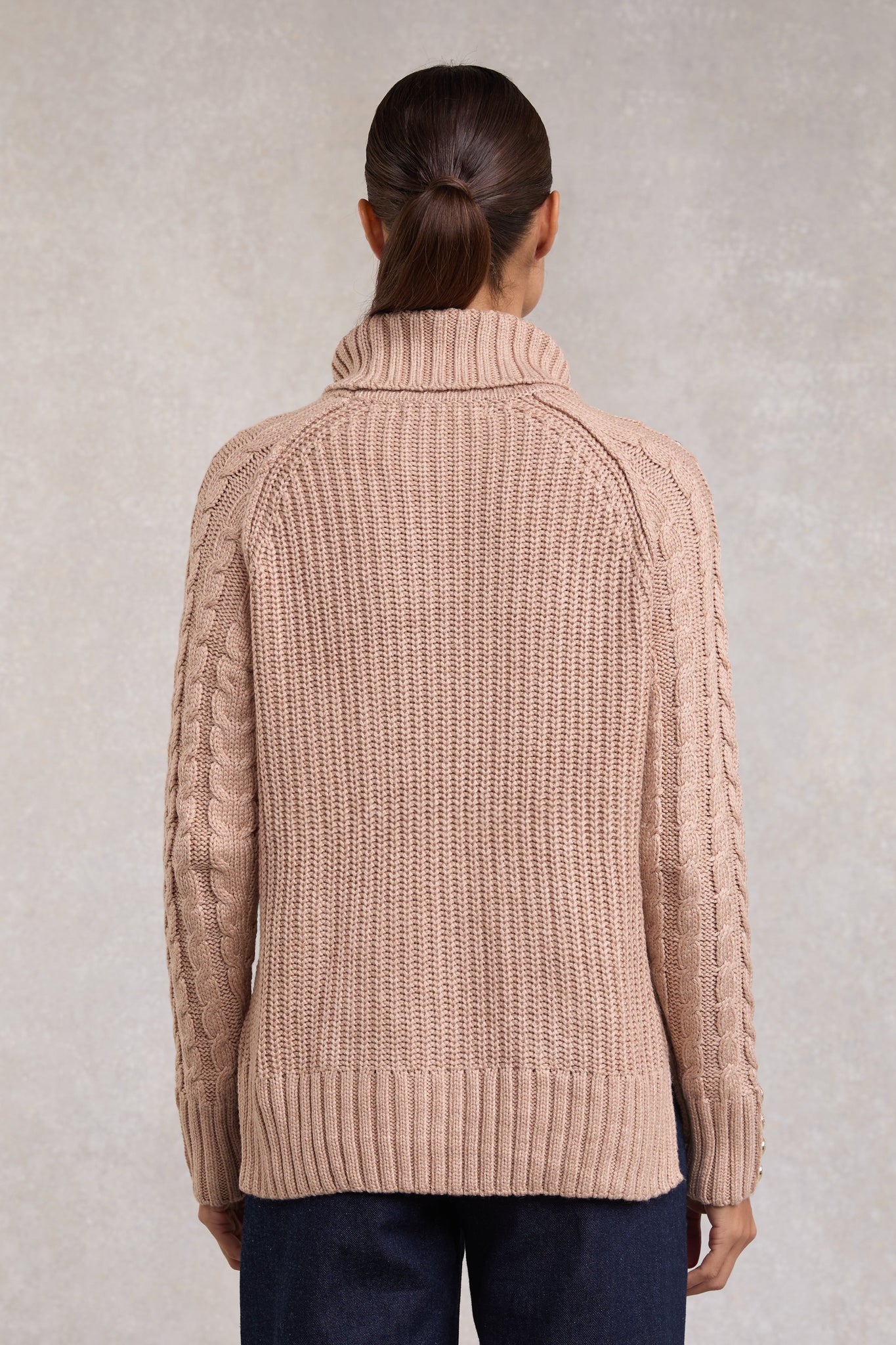 Ontario Roll Neck Knit (Light Camel Marl)