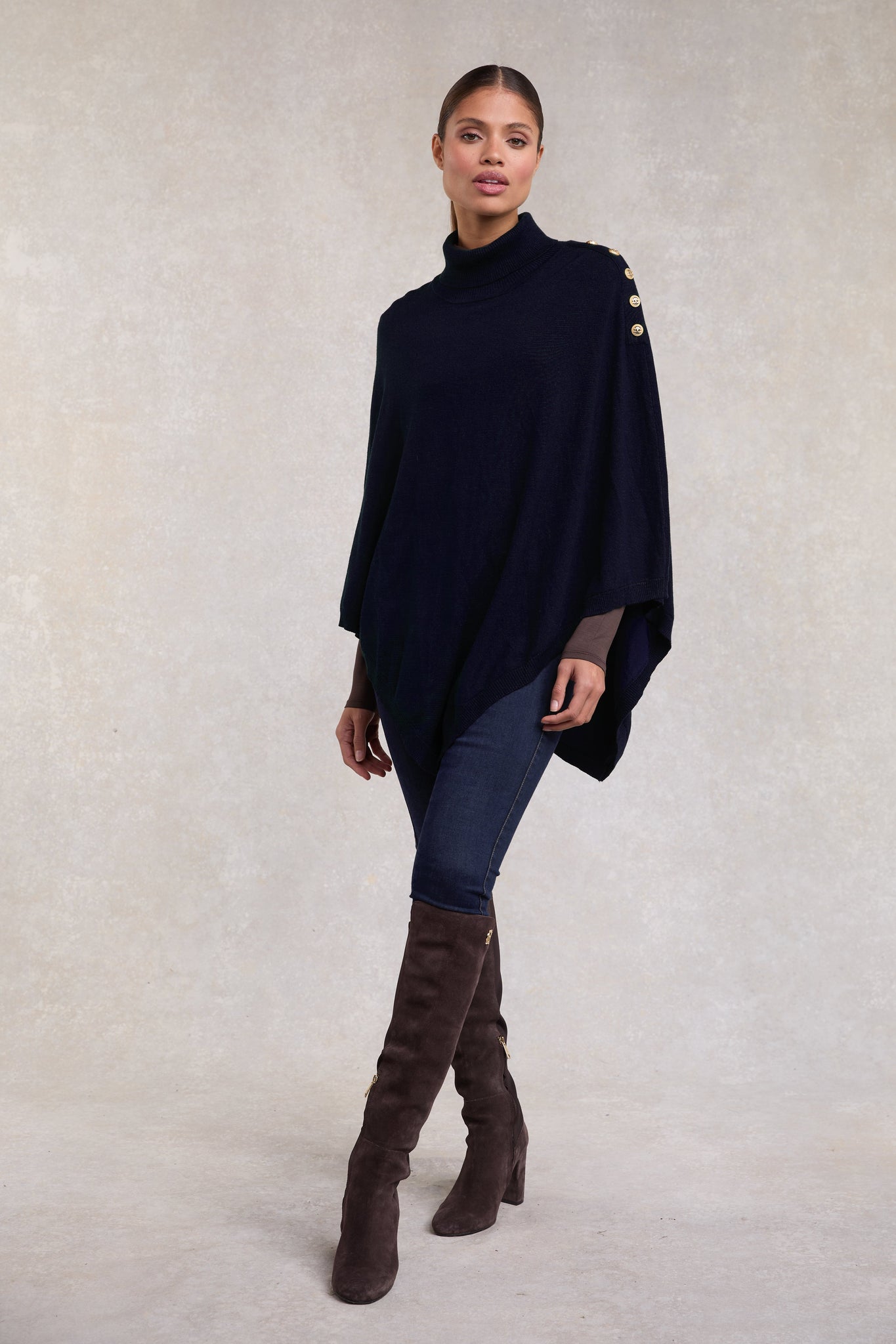 Roll Neck Cape (Ink Navy)