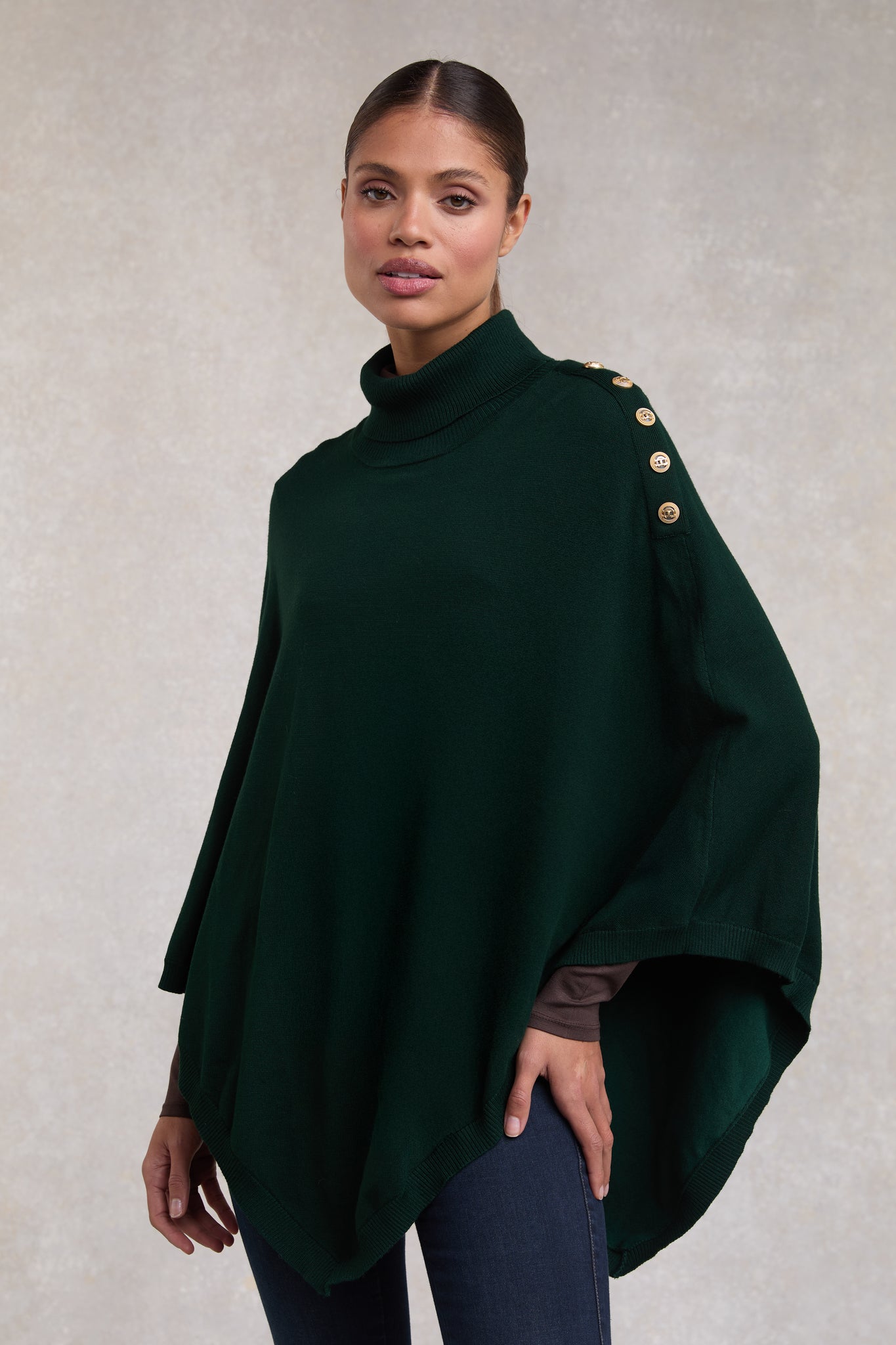 Roll Neck Cape (Deep Emerald)