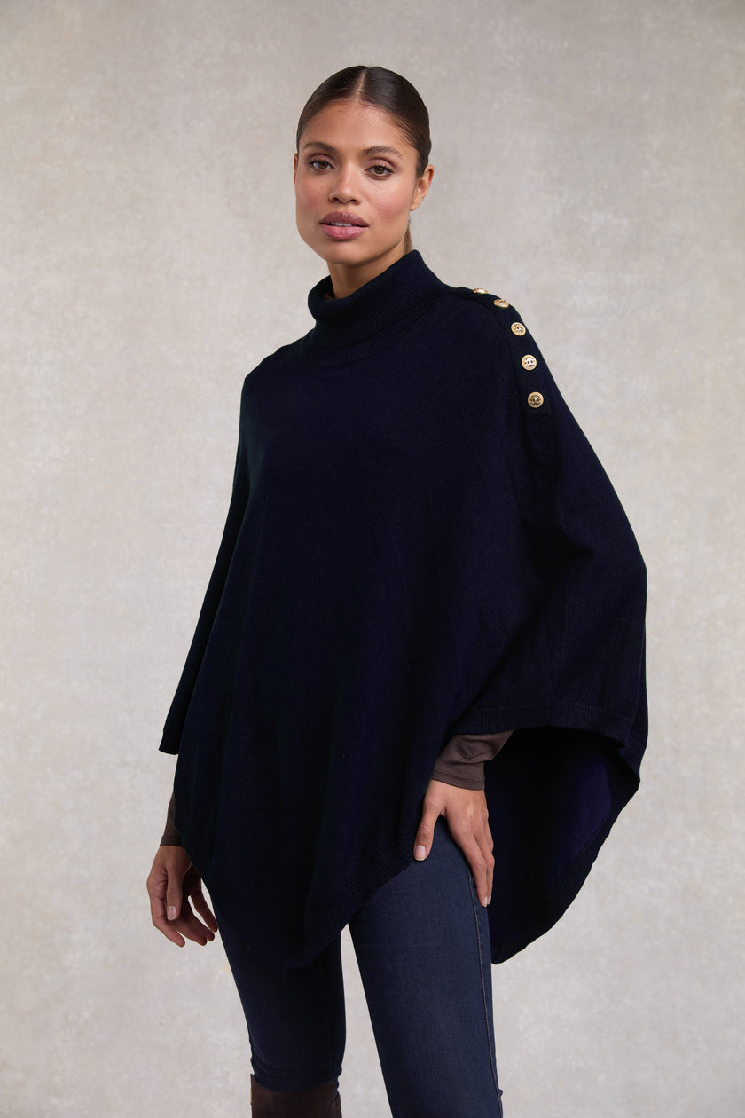 Roll Neck Cape (Ink Navy)