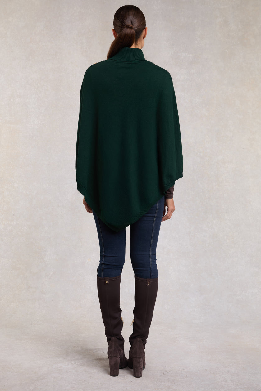 Roll Neck Cape (Deep Emerald)