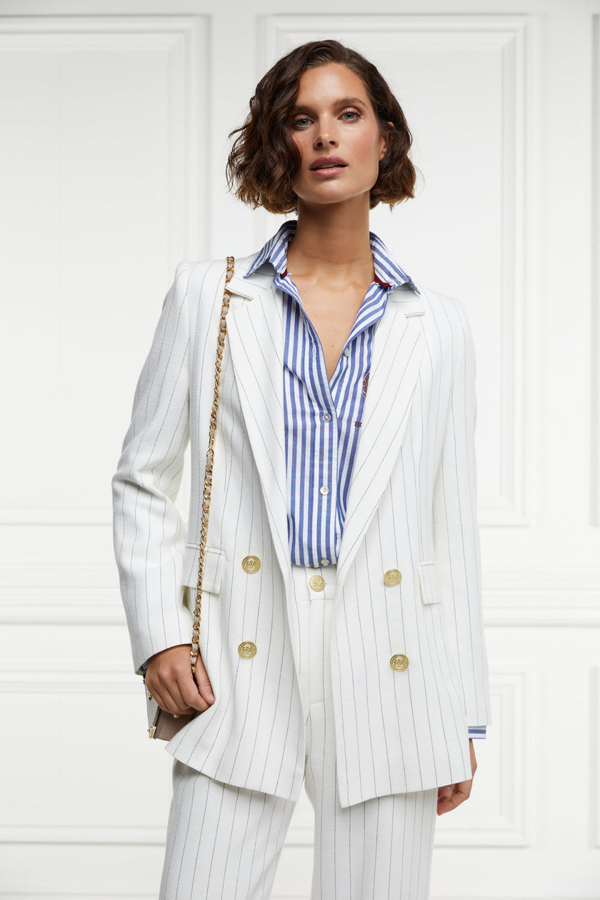 The Oyster Linen Pinstripe Suit