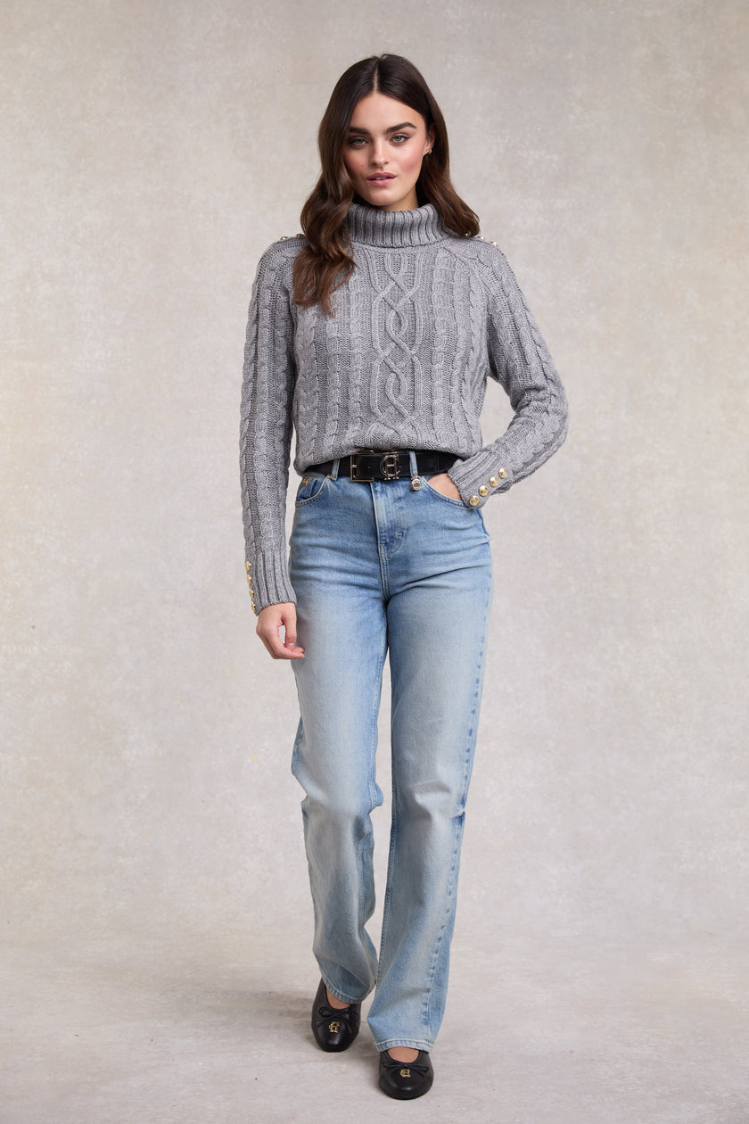 Ontario Roll Neck Knit (Soft Grey Marl)