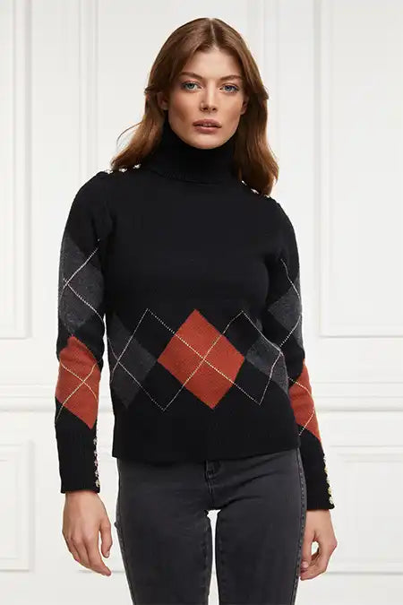 Heritage Knit Jumper (Black Argyle)