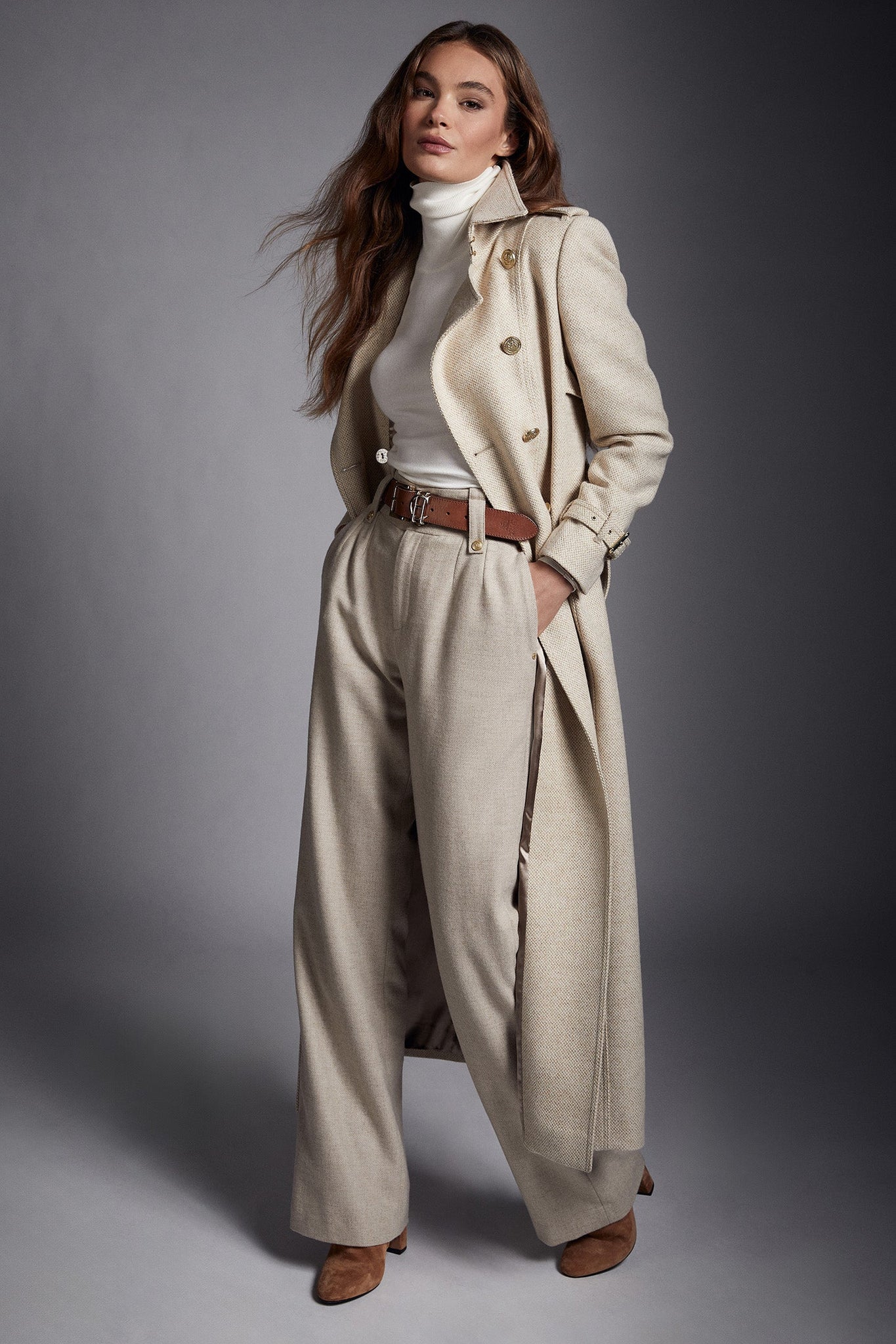 Full Length Marlborough Trench Coat (Biscuit)